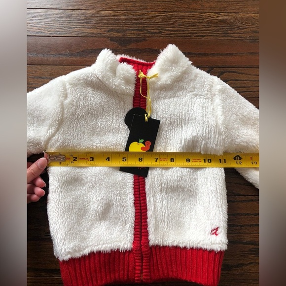 *NWT* Yellow Apple 6-12M Unisex Red/White Reversible Sweater - Fleece/Knit - Picture 9 of 10